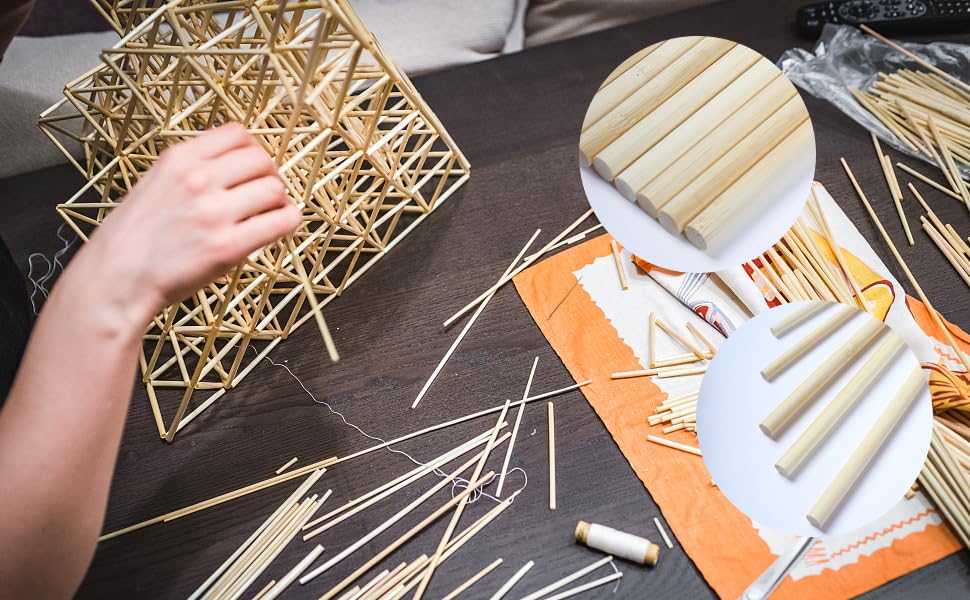 Dowel Rods, 30PCS Bamboo Sticks, Wooden Dowel Rods - Wolwefa 1/3 x 8 Inch Unfinished Bamboo Sticks for Crafts and DIY Wolwefa