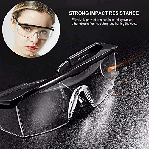 mozeeda Safety Glasses Men Women Clear Safety Glasses Goggles Over Eyeglasses, Z87 UV 400 Anti-fog Adjustable Temples Protection Goggles for mozeeda