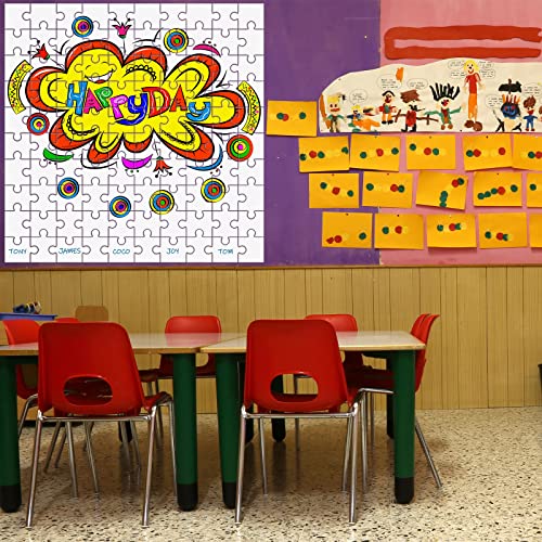 Junkin 100 Pcs Large Blank Puzzle Puzzle Pieces Cutouts DIY Make Your Own Puzzle Kit Paper Puzzle Kit for Classroom Decor Bulletin Board School DIY Junkin