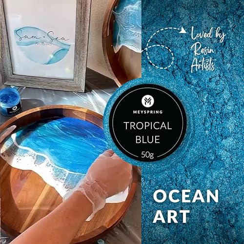 MEYSPRING Tropical Blue Epoxy Resin Color Pigment - 50 Grams - Great for Resin Art, Epoxy Resin, and UV Resin - Mica Powder for Epoxy Resin MEYSPRING
