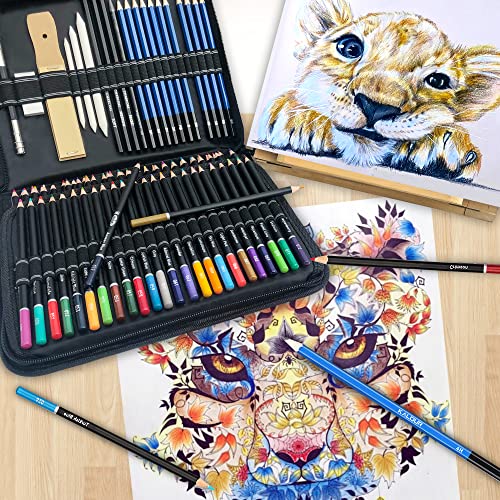 Kalour 96 Pack Drawing Set Sketching Kit,include 72 Colored Pencils and 24 Sketch Kit with Sketch Book,Art Supplies for Drawing,Sketching and KALOUR