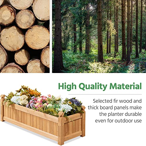 Yaheetech 43.5″ L×16″ W×14″ H Wooden Raised Garden Bed, Horticulture Wood Rectangular Garden Planter Outdoor, Raised Planter Box for Yaheetech