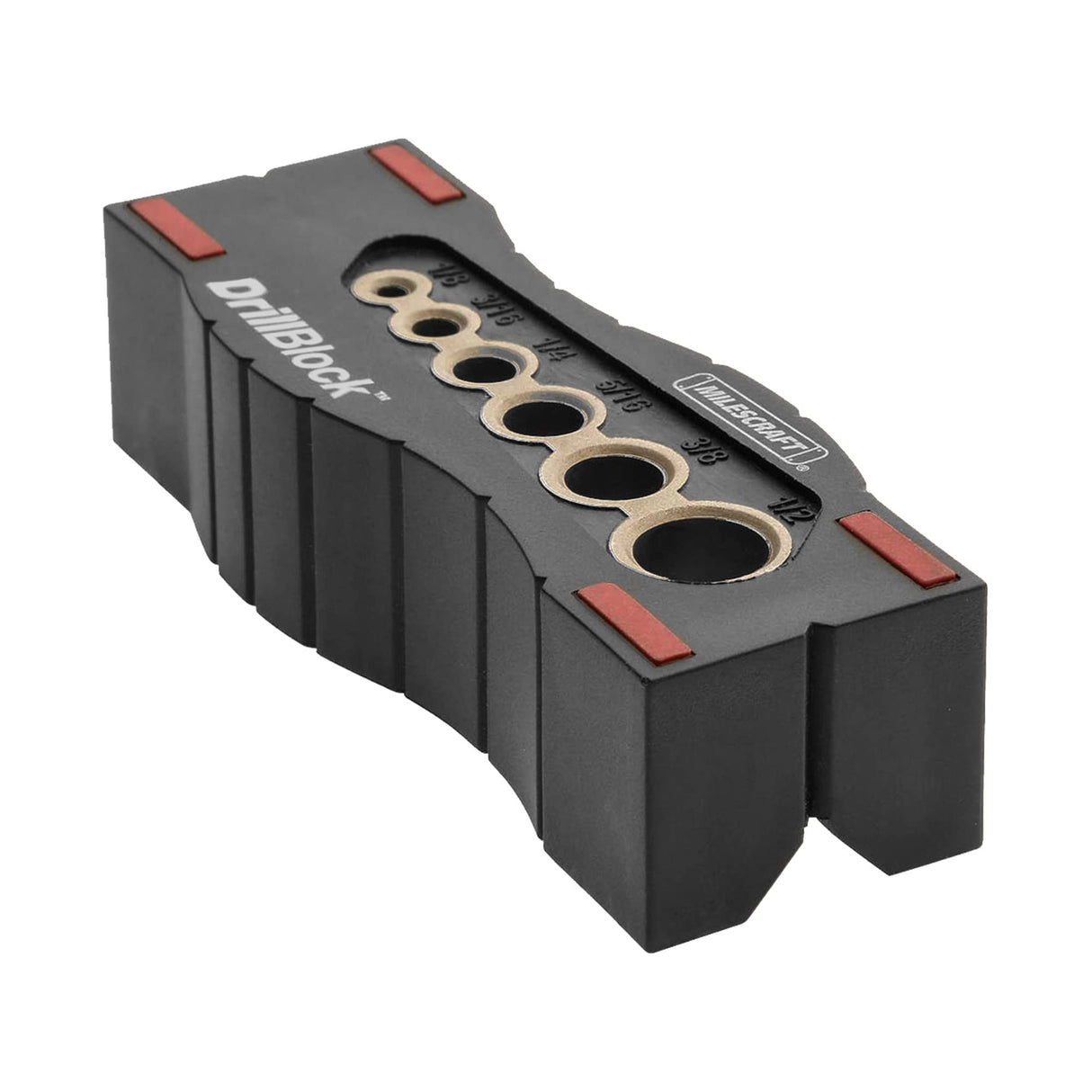 Milescraft 1312 Drill Block - Handheld Drill Guide, Drilling Jig for 6 of the Most Common Drill Bit Sizes Milescraft