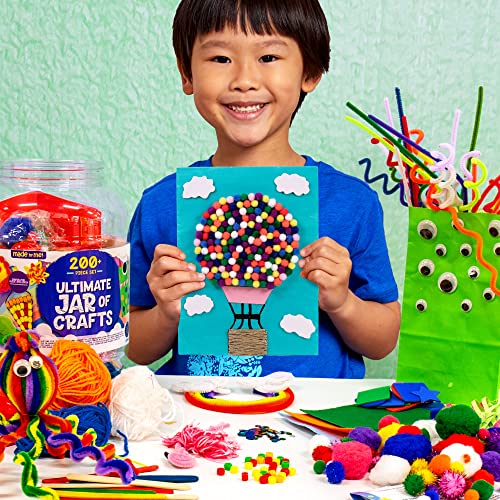 Made By Me! Ultimate Jar of Crafts, 200+ Piece Rainbow Craft Supply Bundle, Craft Supplies Starter Kit, Great Arts & Crafts Kit for Travel and Made By Me