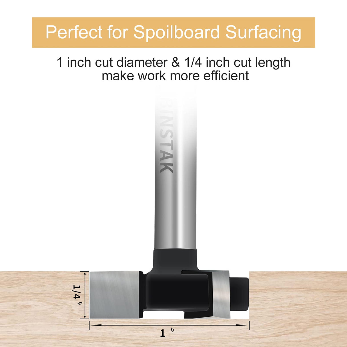 CNC Spoilboard Surfacing Router Bits, 1/4 inch Shank 1 inch Cutting Diameter, Slab Flattening Router Bit Planing Bit Wood Planing Bit Dado Planer Bit BINSTAK