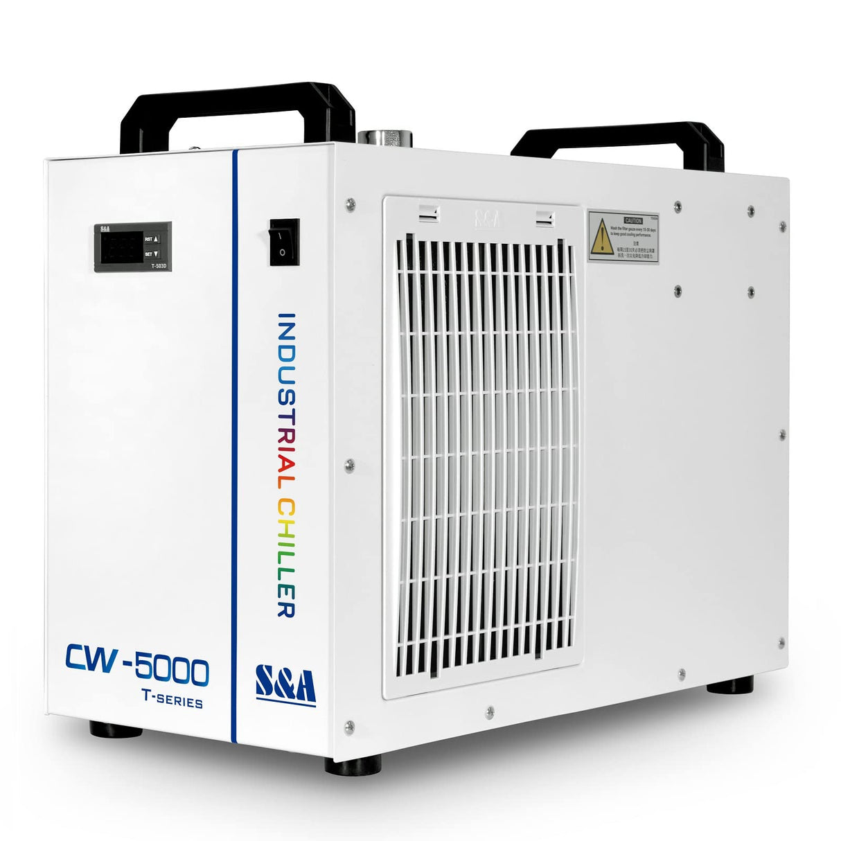 S&A CW-5000 DG Industrial Water Chiller 7L 1.14HP 2.64gpm Water Cooling System for 40W 50W 60W 70W 80W 90W 100W CO2 Laser Engraving & Cutting S&A