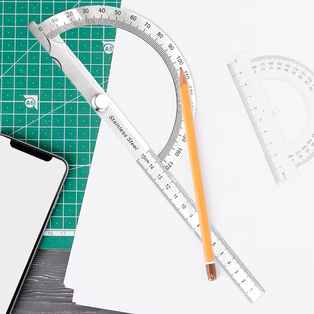 QWLWBU 2Pcs Angle Protractor, T Bevel Angle Finder with Wooden Handle Sliding T-Bevel Bevel Gauge for Carpenter QWLWBU