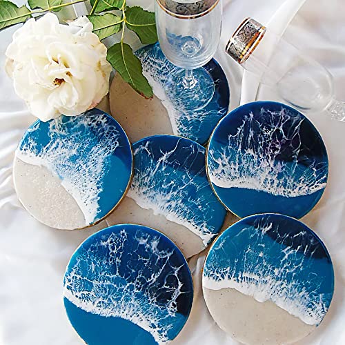 6 PCS Thickened Coaster Resin Molds, Coaster Silicone Molds for Epoxy Resin, Coaster Molds for Resin Casting, Epoxy Resin Molds for DIY Resin Sjubaopen