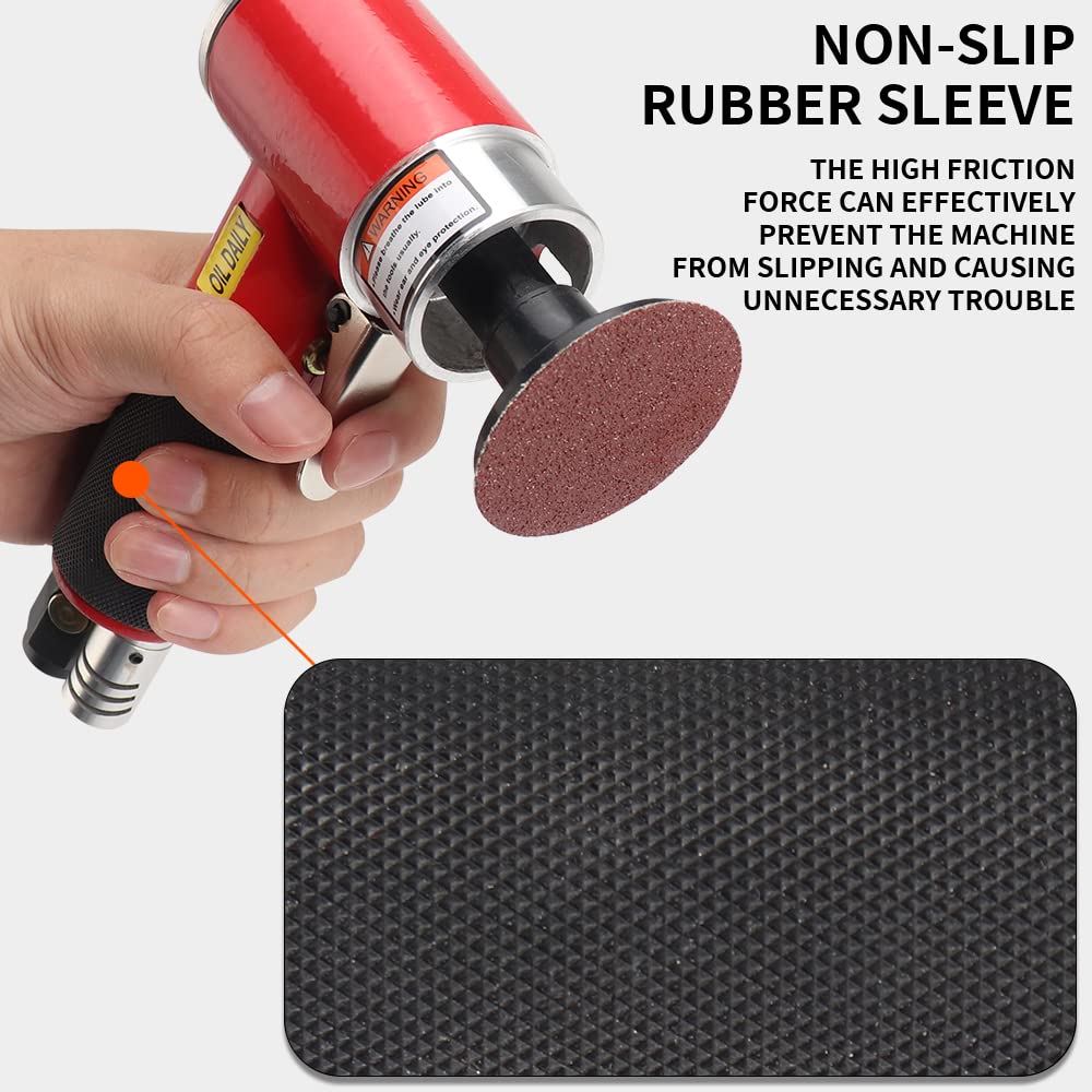 SI FANG 2 Inch Pneumatic Mini Orbital Sander Right Angle Air Die Grinder, Surface Prep Rotary Tool Polisher Kit with Various Quick Change Roll Lock SI FANG