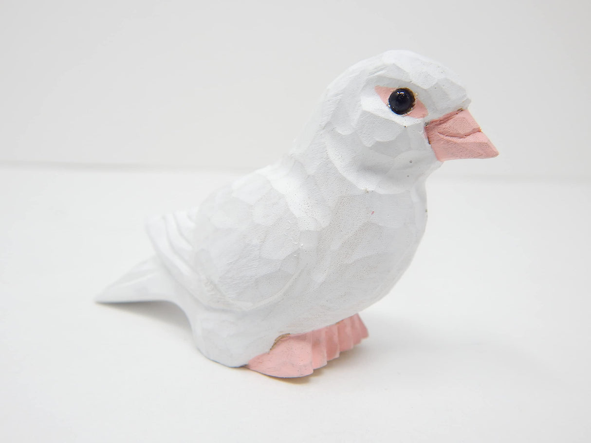 Selsela White Dove Wood Figurine Statue Sculpture Ornament Decoration Miniature Bird Art Carve Small Animal Selsela