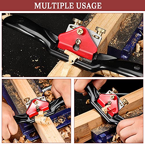 Elesunory 9” Adjustable SpokeShave, Hand Planer Woodworking with Flat Base, Replacement Blades and Ruler, Manual Wood Planer for Wood Working, Wood Elesunory