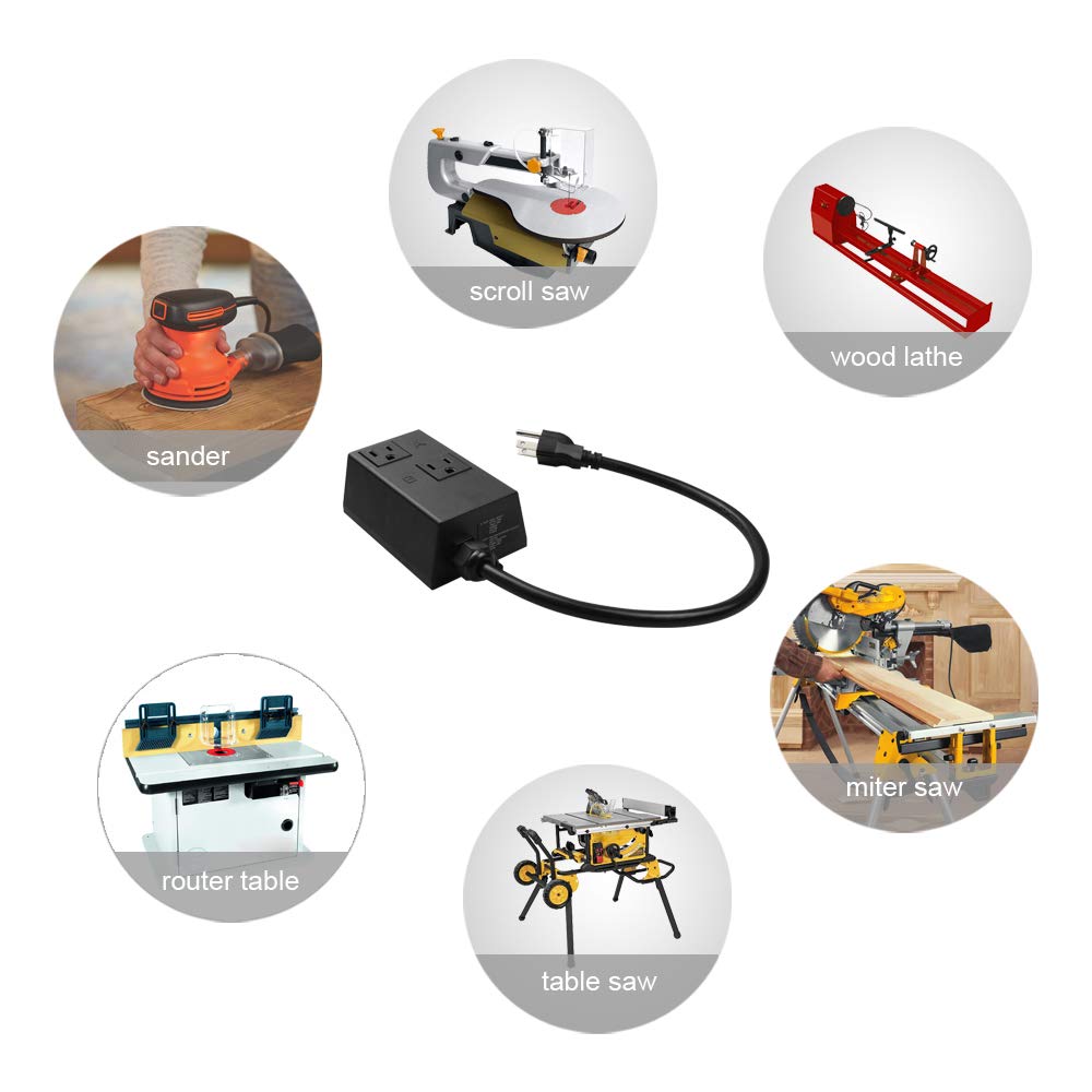 Automatic Vacuum Switch for Power Tools, Etoolcity Unique Current Sensing Technology to Delay Vacuum On to Prevent Circuit Overload, Eliminating Etoolcity