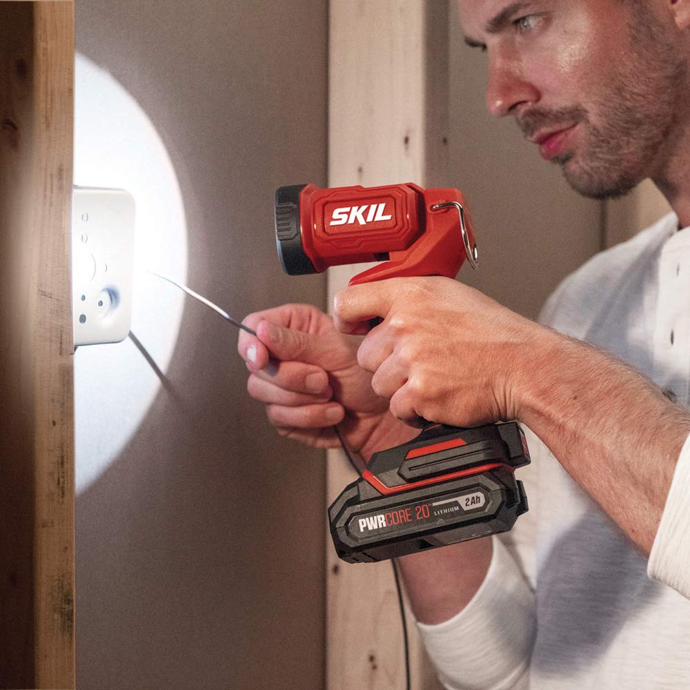 SKIL 20V 4-Tool Combo Kit: 20V Cordless Drill Driver Reciprocating Saw, Circular Saw and Spotlight, Includes Two 2.0Ah PWR CORE Lithium Batteries and Skil