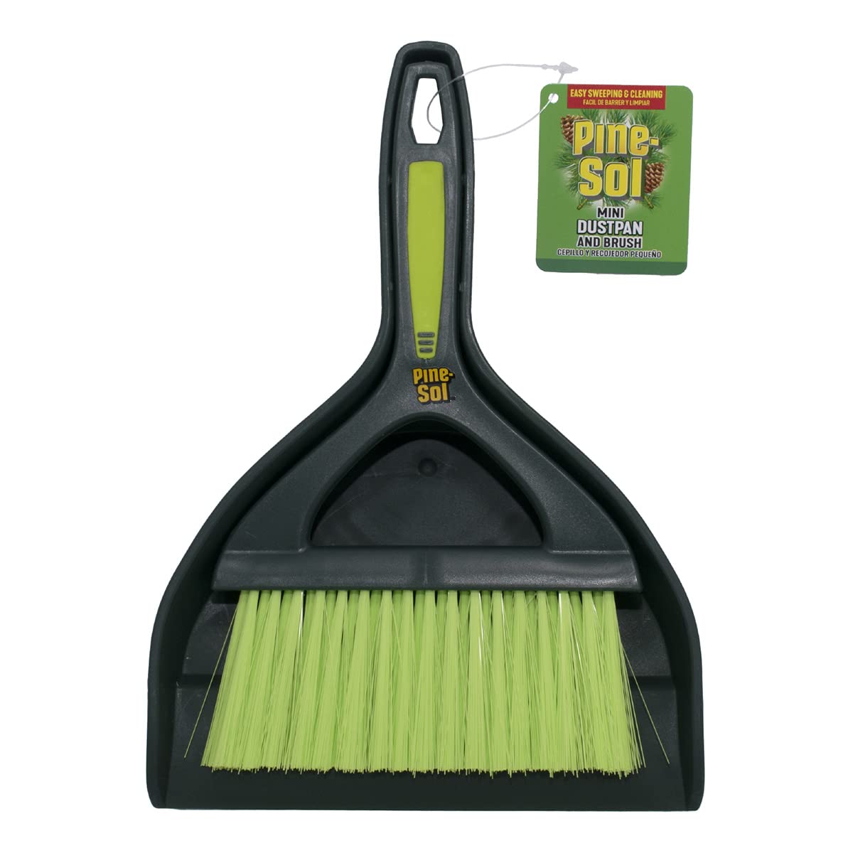 Pine-Sol Mini Dustpan and Brush Set | Nesting Snap-On Design | Portable, Compact Dust Pan and Hand Broom for Cleaning, Green Pine-Sol