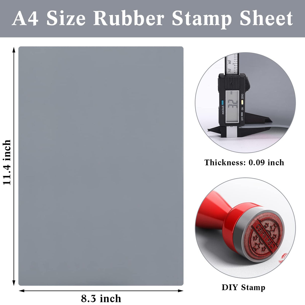 Rubber Stamp Sheet for Laser Engraving Machine Laser Rubber, A4 Rubber Stamp Sheet for Laser Cutter Soft Rubber Sheet to Make Rubber Stamps, 2.3 mm/ Tondiamo