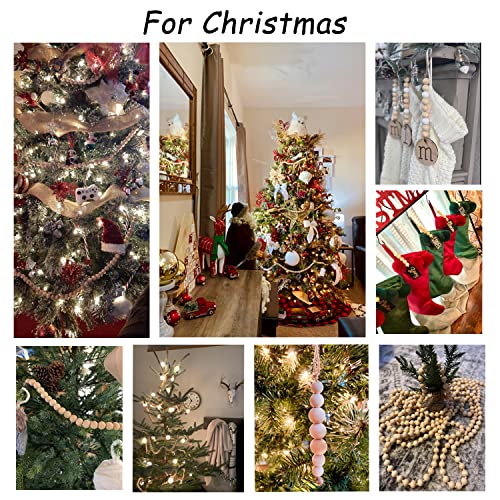 PH PandaHall 120pcs Wooden Beads 20mm Natural Wood Beads Wooden Spacer Beads Macrame Beads Wooden Loose Beads for Christmas Tree Wreath Necklace PH PandaHall