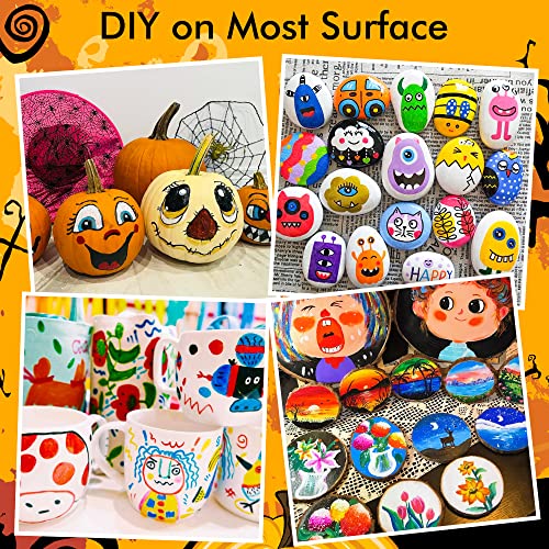 Shuttle Art 60 Colors Dual Tip Acrylic Paint Markers, Brush Tip and Fine Tip Acrylic Paint Pens for Rock Painting, Ceramic, Wood, Canvas, Plastic, Shuttle Art