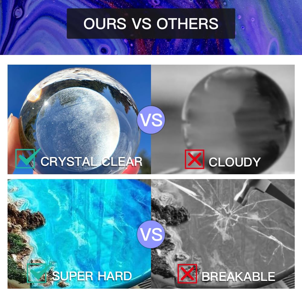 GRLELOU 17OZ Clear Resin Epoxy Resin Kit, Not Yellowing&Bubble Free Self-Leveling Coating& Casting Resin for Art Crafts, Jewelry Making,Resin GRLELOU