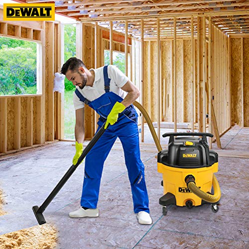 DEWALT 9 Gallon Wet/Dry VAC, Heavy-Duty Shop Vacuum with Attachments, 5 Peak HP, with Blower Function, DXV09PA, Yellow DEWALT