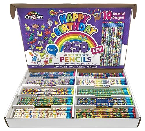 Happy Birthday Pencils Classpack 250 Count - 10 Unique Designs Cra-Z-Art