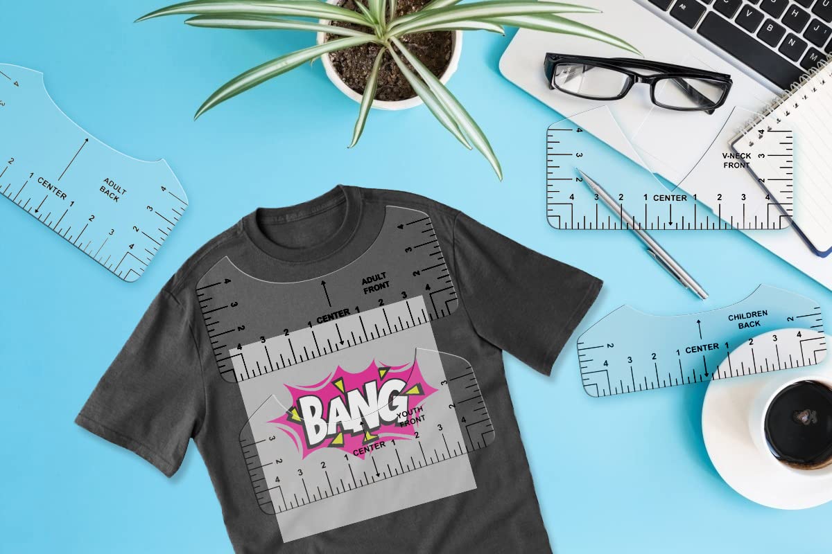 Heat Press Pillows 9 Pcs in 1 Set, 4 Sizes Heat Pressing Transfer Pillow and 5pcs Tshirt Ruler Guide for Vinyl, Teflon Pillow Sublimation Printing, Geila