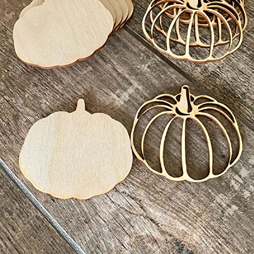 Unfinished Wood Autumn Pumpkin Cutouts by Factory Direct Craft - Pack of 24 Wooden Pumpkin Shapes for Halloween Fall Crafts and DIY Thanksgiving Factory Direct Craft