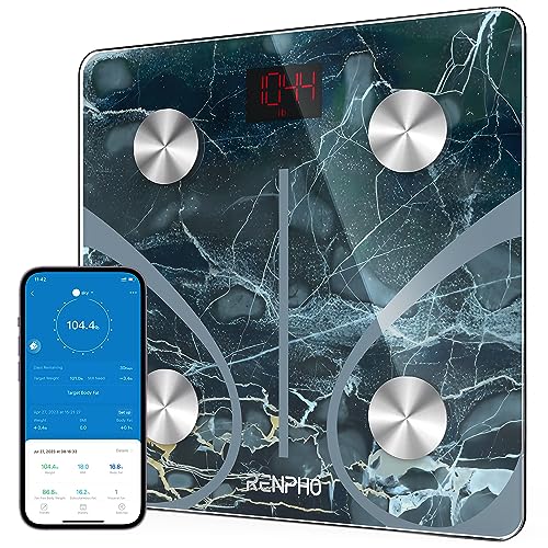 RENPHO Scale for Body Weight, Smart Fat Digital Bathroom Wireless Weight Scale, Composition Analyzer with Smartphone App sync Bluetooth, 396lbs - RENPHO