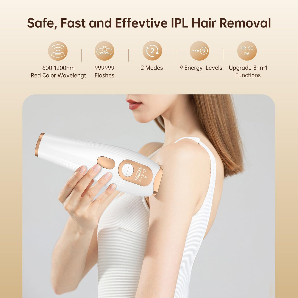 Laser Hair Removal, IPL Laser Hair Removal for Women and Men Permanent, 999999 Flashes, At-Home Hair Removal Device for Facial Legs Arms Whole Body ARTOLF