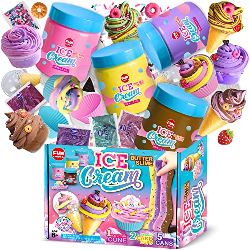35.16 FL OZ Butter Slime Pack, FunKidz Soft Ice Cream Slime Kit for Girls 6-8 Premade 1040 ML Slime Toys Birthday Gifts Party Favor for Kids Age 6-12 FUN KIDZ