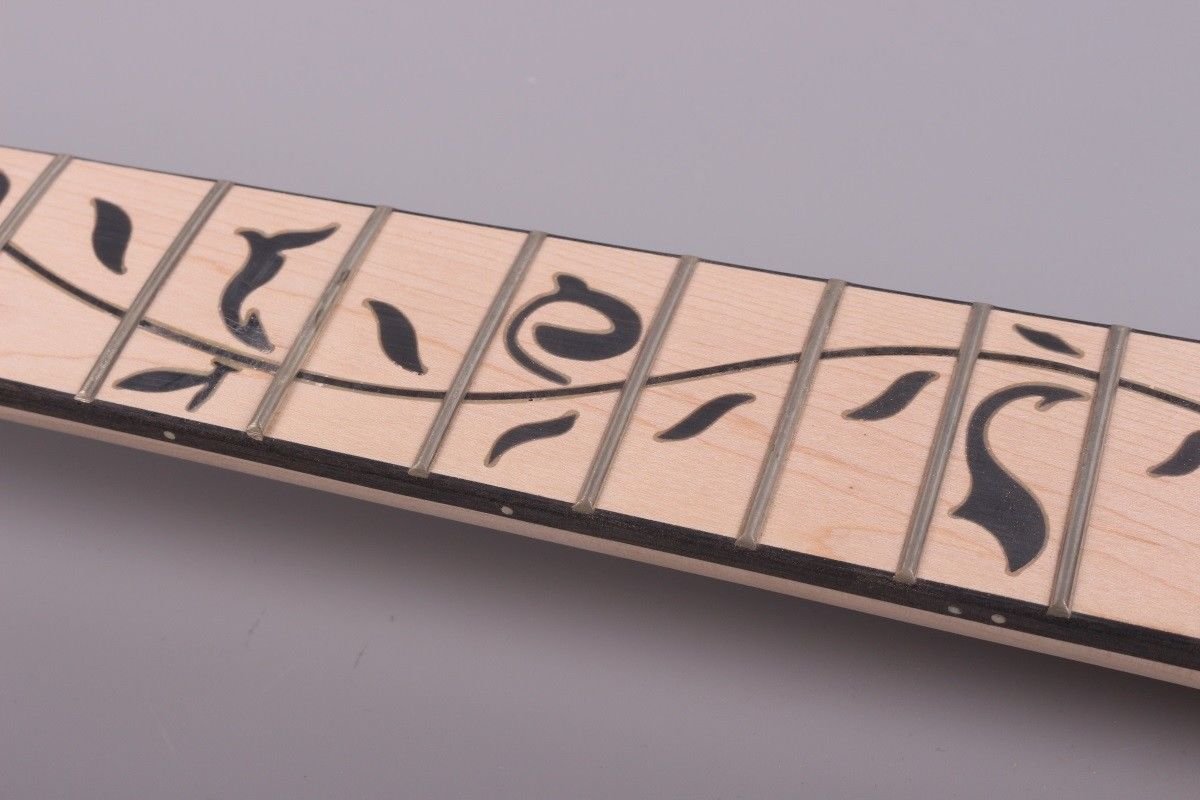 Yinfente Unfinished Electric Guitar Neck Replacement 24 Fret 25.5 Inch Maple Wood Fretboard Binding Headstock yinfente