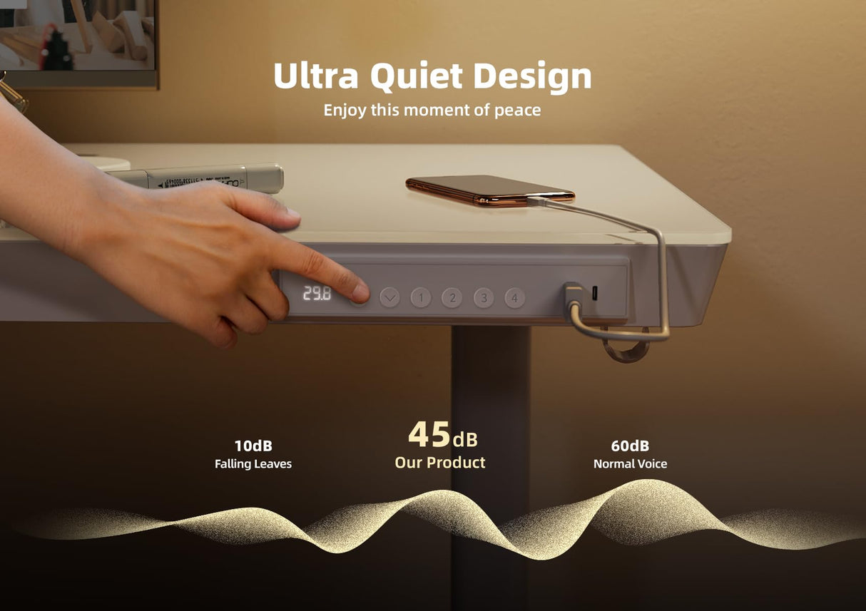 YDN Glass Standing Desk with Drawers, 48 x 24 Inch Electric Stand Up Desk with USB Ports, Adjustable Height Desk for Home Office, White YDN