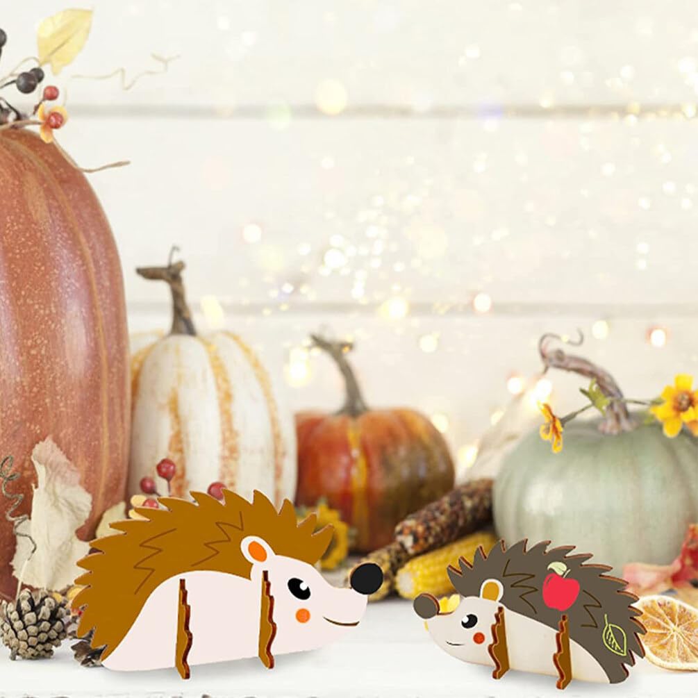 Abaodam Unfinished Wood Hedgehog Cutouts DIY Blank Woodland Forest Animal Wood Slices for Christmas Party Favor Supplies Gifts Abaodam