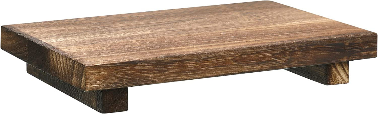 Milki Wood Pedestal Tray for Kitchen or Bathroom | Wood Soap Tray | Wood Stand for Display | Farmhouse Wood Pedestal Stand | Decor Footed Tray |