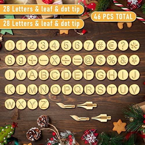 56 Pieces Wood Burning Tip Letter Wood Burning Tip Set Including Alphabet Number Symbol for Wood Burner Craft DIY Embossing Carving Wood Burning Mixweer