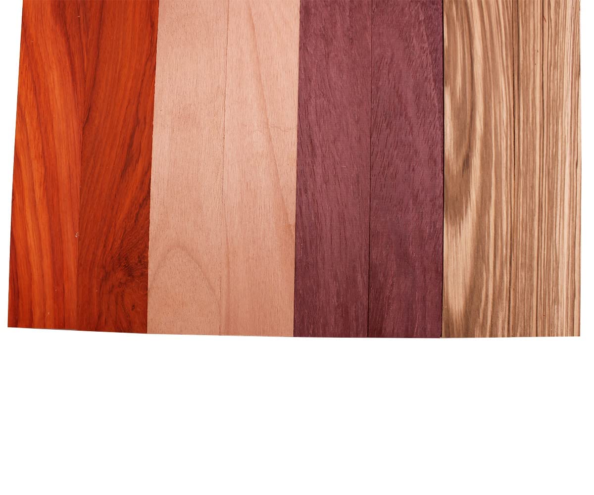 Imported Exotic Hardwood Variety Pack - Zebrawood, Purpleheart, Padauk, Okoume - 3/4" x 2" (8 Pcs) (3/4" x 2" x 12") Barrington Hardwoods