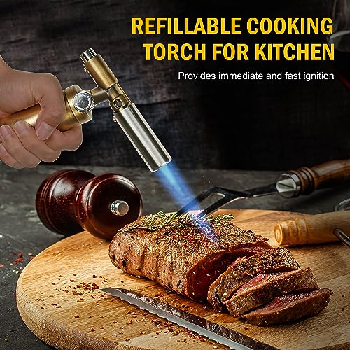 ravs Butane Torch, Pure Copper Kitchen Torch with Adjustable Flame, Mini Torch Lighters Butane Refillable, Culinary Torch for BBQ, Baking. Culinary ravs