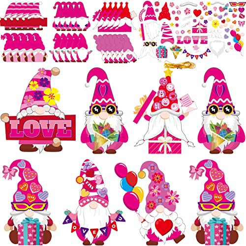chiazllta 30 Packs Valentine's Day Craft Kits DIY Gnome Art Craft for Preschool Kids, Valentine's Make Your Own Gnome Paper Craft Set for Home Class chiazllta