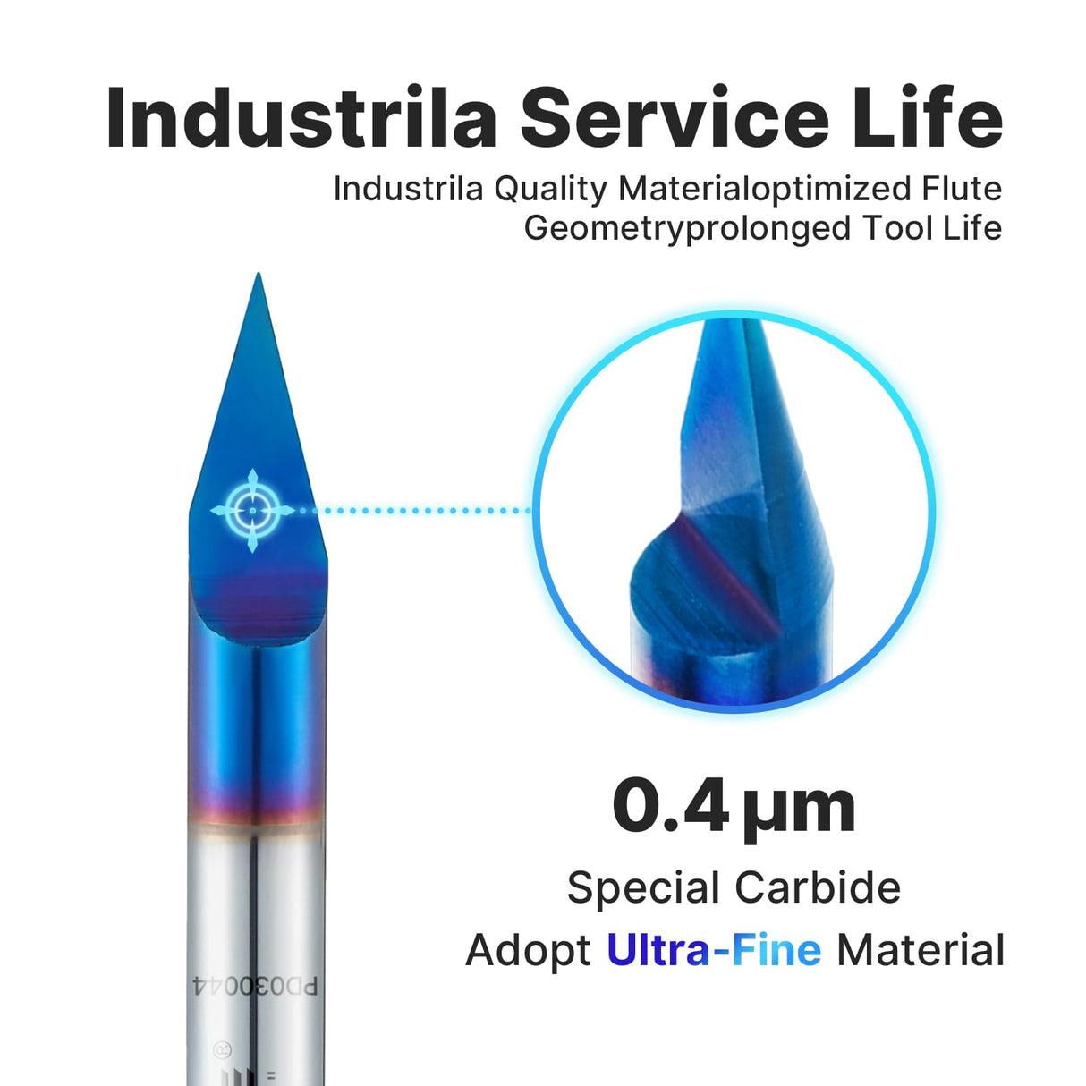 Turnextte 30 Degree V Groove Engraving Router Bit for CNC, Single Flute 0.005 inch Tip and 1/4 inch Shank Carving Bit with Nano Coated Carbide End Turnextte