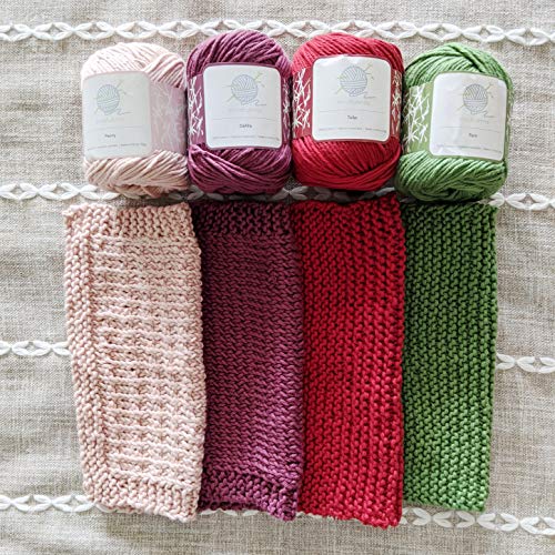 Mindfulness Flora Beginners Knitting Kit, Includes 100% Cotton Knitting Yarn, Circular Knitting Needles, Yarn Needle - Make Washcloths - Knit kit for mindfulknits