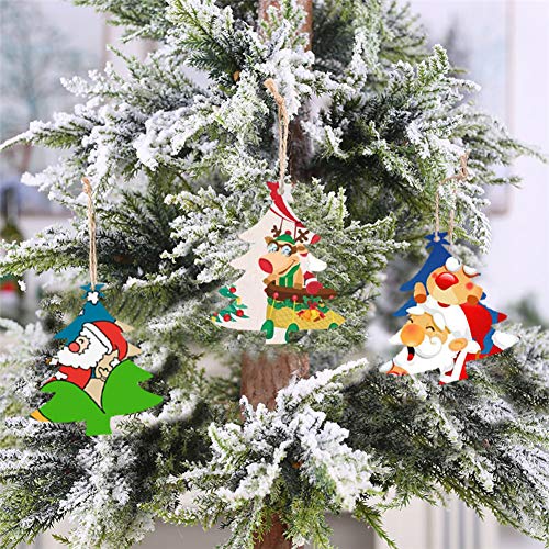 LEBERY 50pcs Wooden Christmas Ornaments Natural Wood Slices Unfinished Predrilled Wooden Crafts to Paint Christmas Tree Hanging Ornaments Wood LEBERY