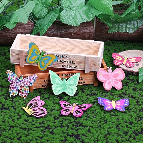 57 PCS Butterfly Unfinished Wooden, Butterfly Cutout for Crafts Blank Wood Butterfly Shaped Slices Kits with Decorate Tools for Kids Adult Home BAPHILE