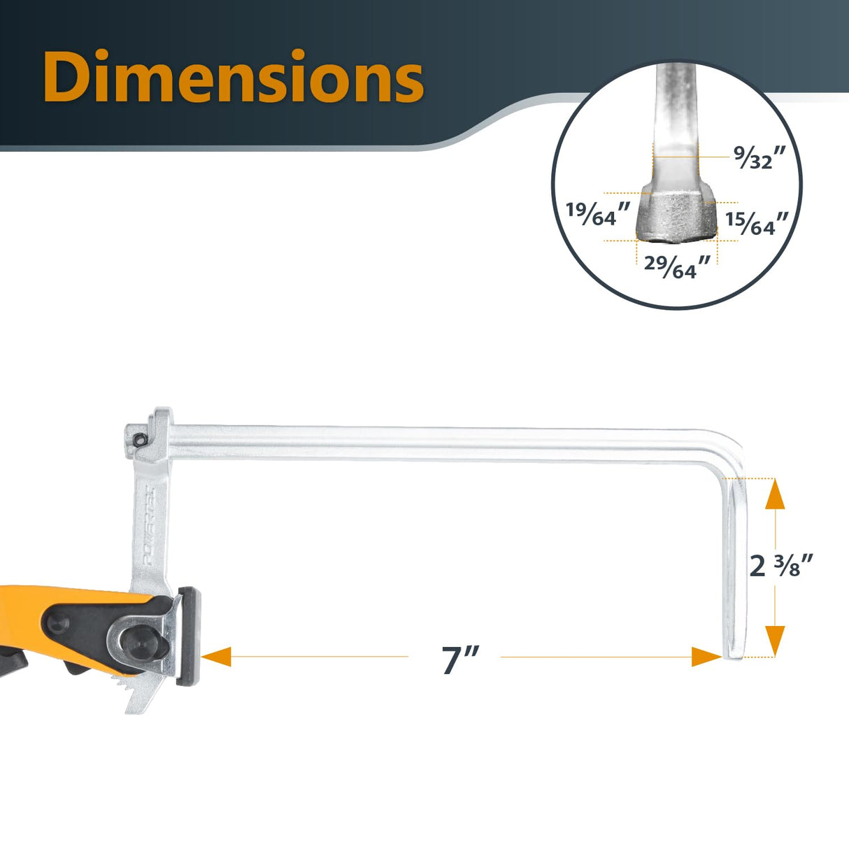 POWERTEC 71542 Quick Release Ratcheting Table Clamp for MFT and Guide Rail System, 7” Capacity x 2-3/8” Throat Depth, 2 Pack POWERTEC