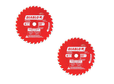 Diablo D0632GPX2 6-1/2" x 32 Tooth Wood and Metal Carbide Circular Saw Blade (2 Pack)