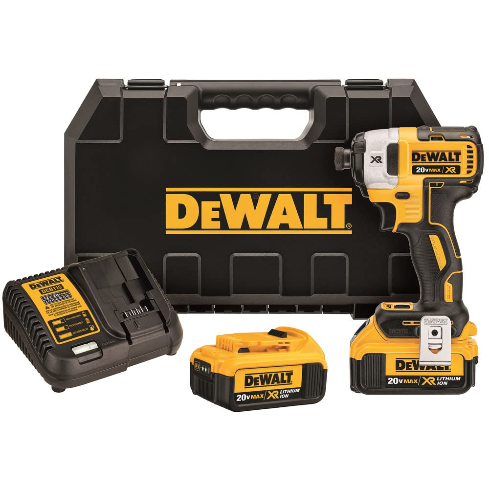 DEWALT 20V MAX* XR Impact Driver Kit, Brushless, 3-Speed, 1/4-Inch, 4.0-Ah (DCF887M2) DEWALT