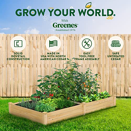 Greenes Fence Original Cedar Raised Garden Bed, 4' x 8' x 10.5" - Made in USA with North American Cedar Greenes Fence