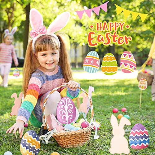 Large Size 7" Wooden Easter Ornaments to Paint, Egg Wooden DIY Blank Unfinished Round Wood Discs Ornament for Crafts Hanging Decorations(10PCS) Sophena