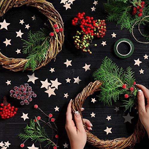 800 Pieces Christmas Wooden Stars Blank Wooden Star Slices Mini Star Embellishments Assorted Size Wooden Star Ornament for DIY Christmas Craft Making Syhood
