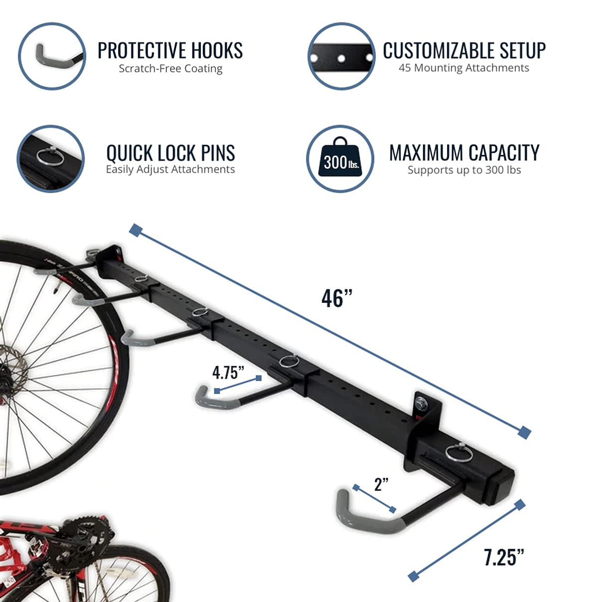 StoreYourBoard Bike Storage Rack, Holds 5 Bicycles, Home and Garage Organizer, Adjustable Wall Hanger Mount StoreYourBoard