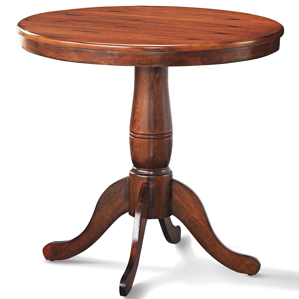 Giantex Table 32" D X 30" H Wooden Round Pub Pedestal Side Table, Adjustable Foot Pads, Spacious Table Top, Multi-Purpose End Table for Bar, Kitchen, Giantex
