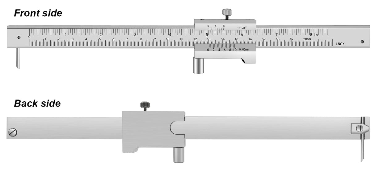 ZLKSKER Parallel Crossed Caliper 0-20cm (0-8 inch) with 2 Carbide Scriber/Needle, Stainless Steel Vernier Calipers, Marking Gauge, Marking Tool ZLKSKER